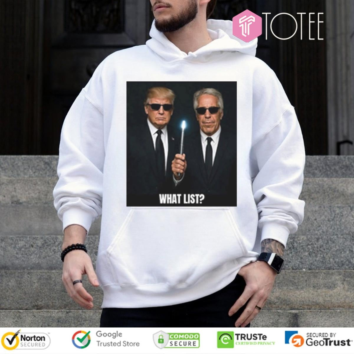 What List Trump And Epstein Parody Men In Black Style Political T-shirt