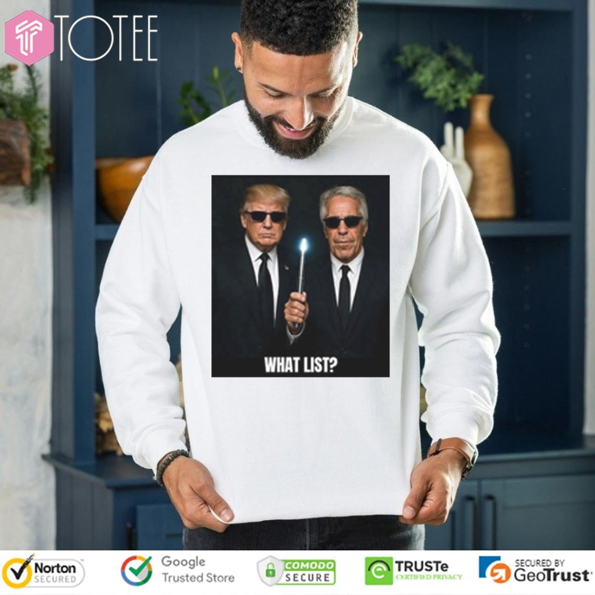 What List Trump And Epstein Parody Men In Black Style Political T-shirt
