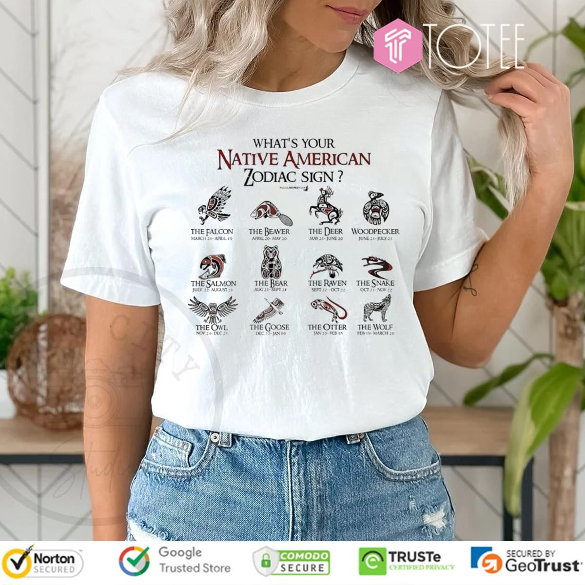 Whats Your Native American Zodiac Sign Falcon Bear Raven Deer Snake Wolf T-shirt