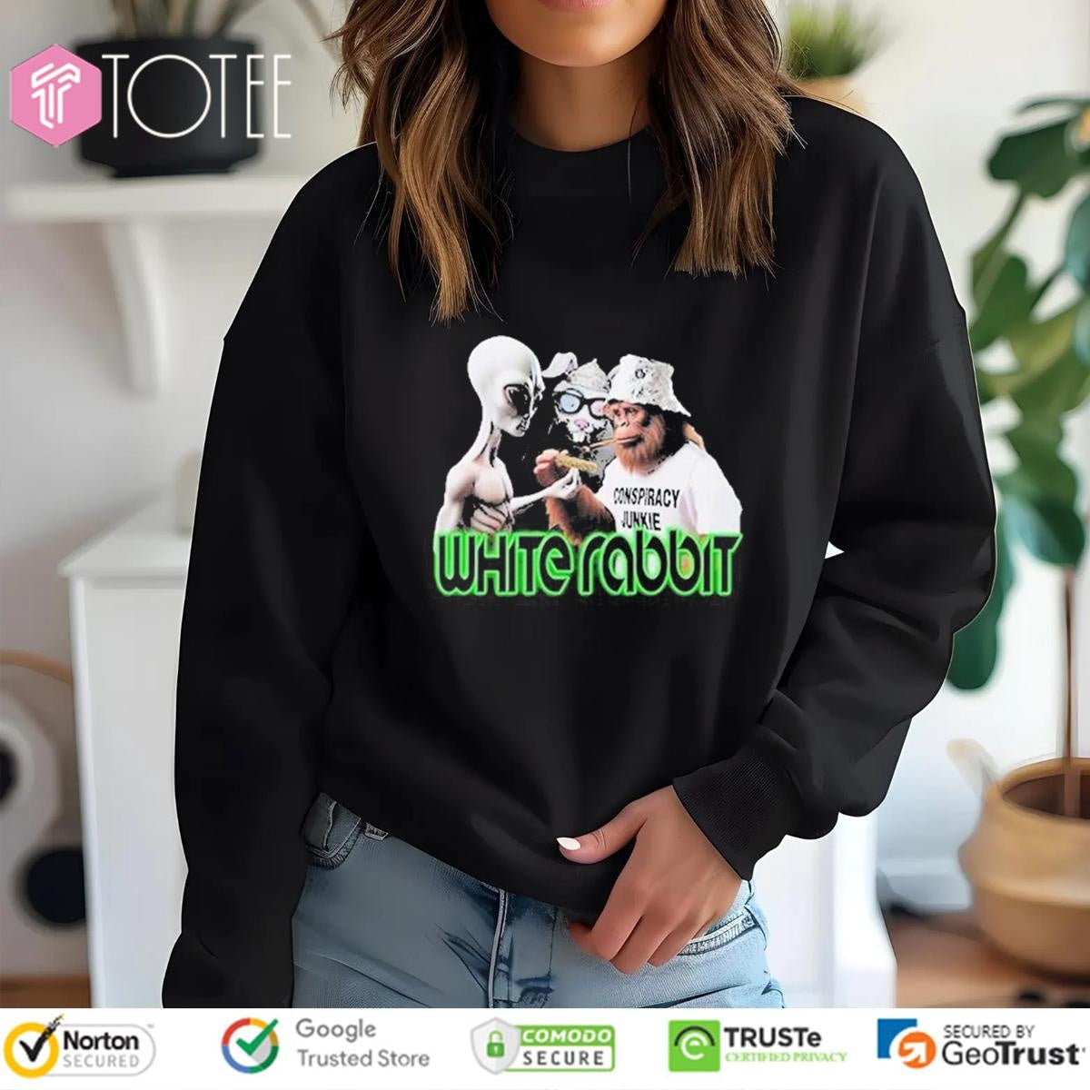 White Rabbit Cryptid Smoke Sesh Alien Bigfoot Sasquatch T-shirt