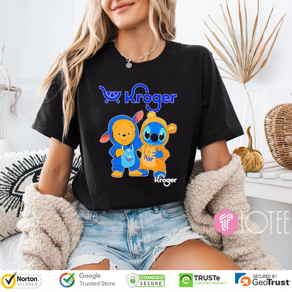 Winnie The Pooh Stitch Disney Kroger Logo T-shirt