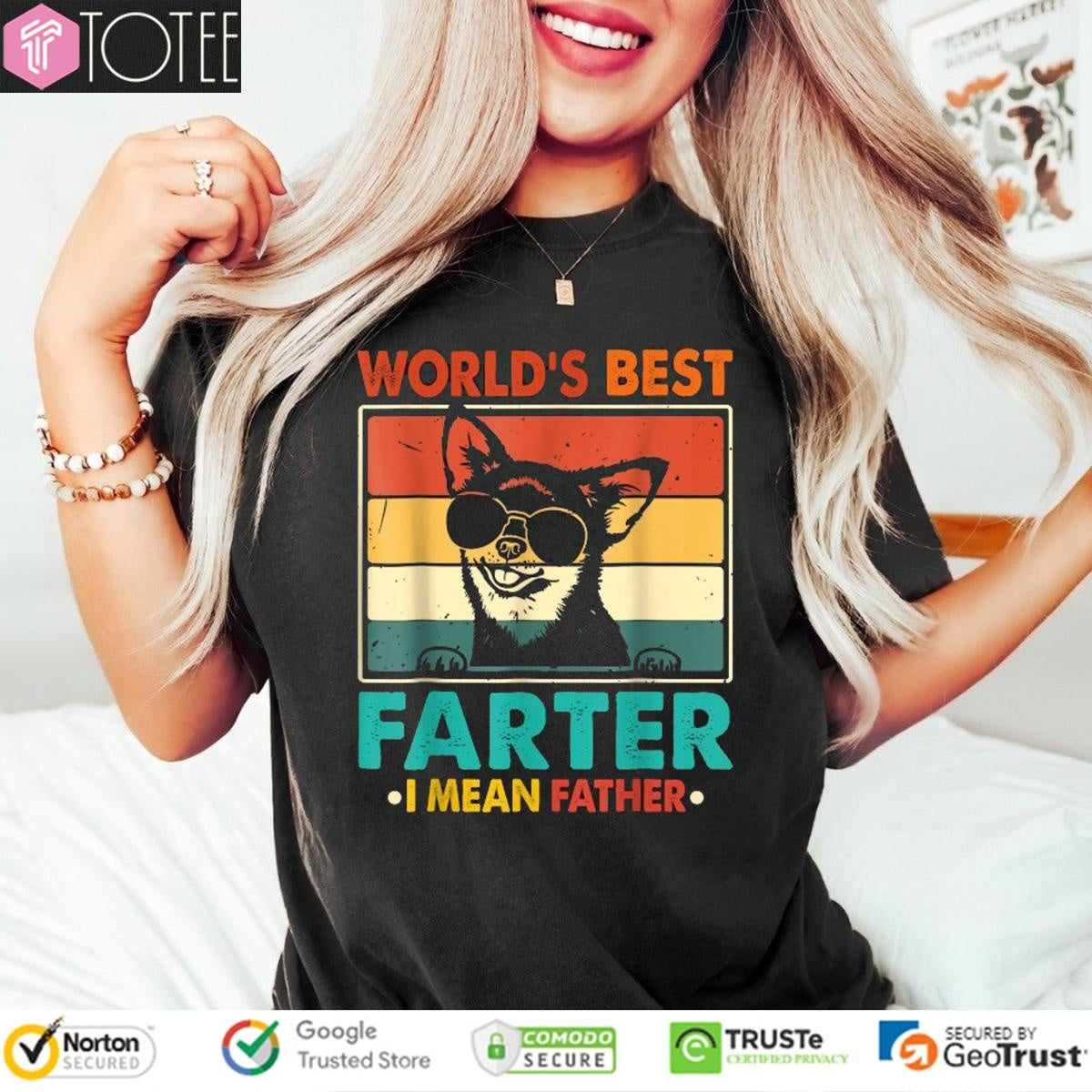 Worlds Best Farter I Mean Father Chihuahua Dog Fathers Day Vintage T-shirt