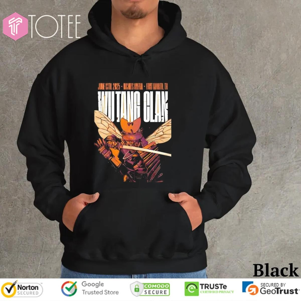 Wu Tang Clan Fort Worth Texas 2025 Event Poster At Dickies Arena On June 13 2025 Samurai Killer Bee Hoodie