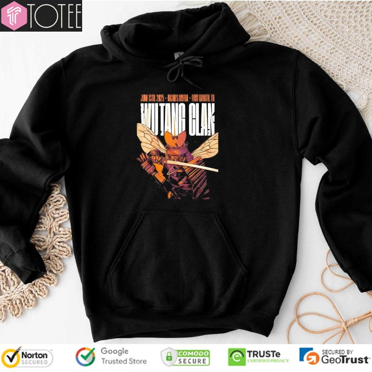 Wu Tang Clan Fort Worth Texas 2025 Event Poster At Dickies Arena On June 13 2025 Samurai Killer Bee Hoodie