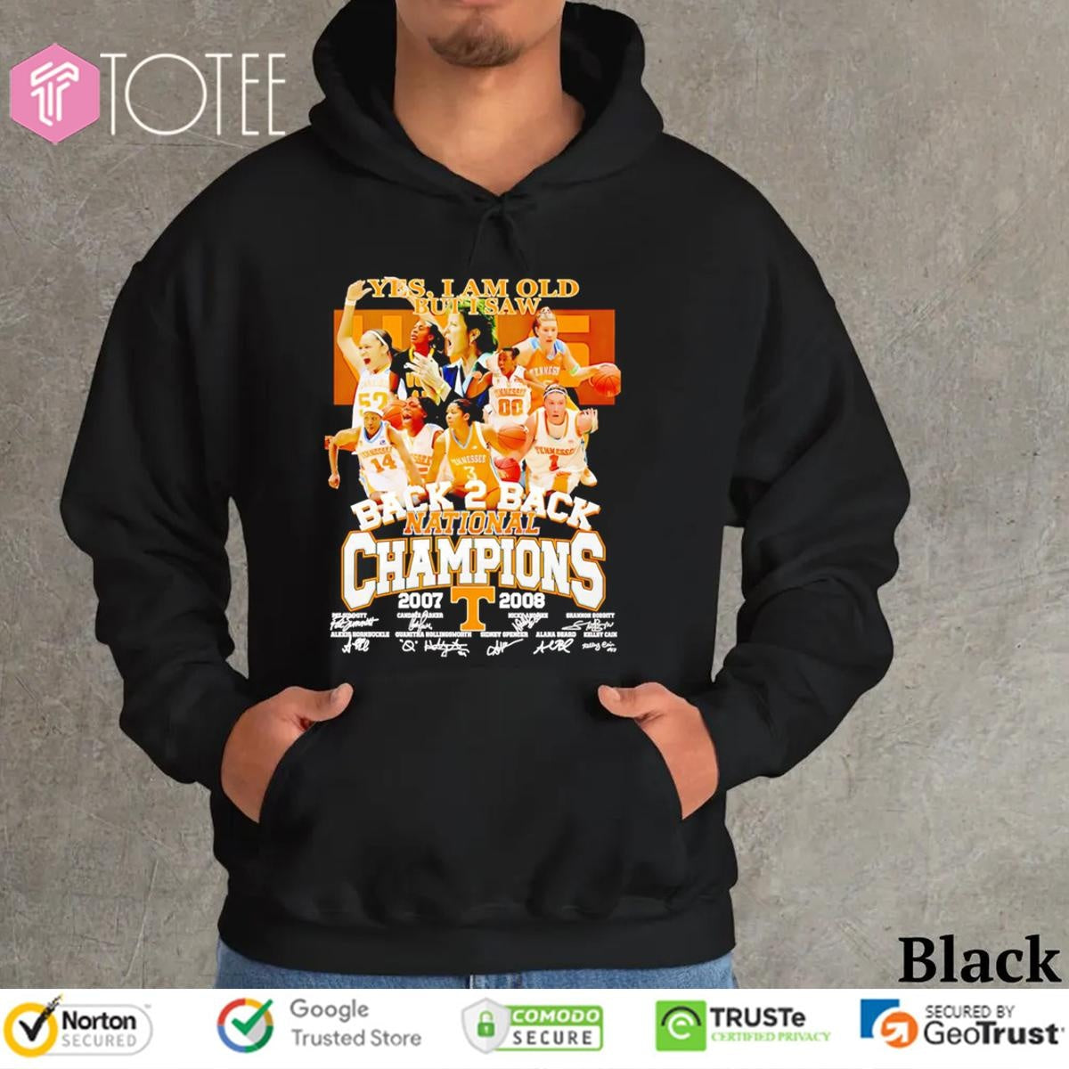Yes I Am Old But I Saw Back 2 Back National Champions Tennessee Volunteers Signatures T-shirt