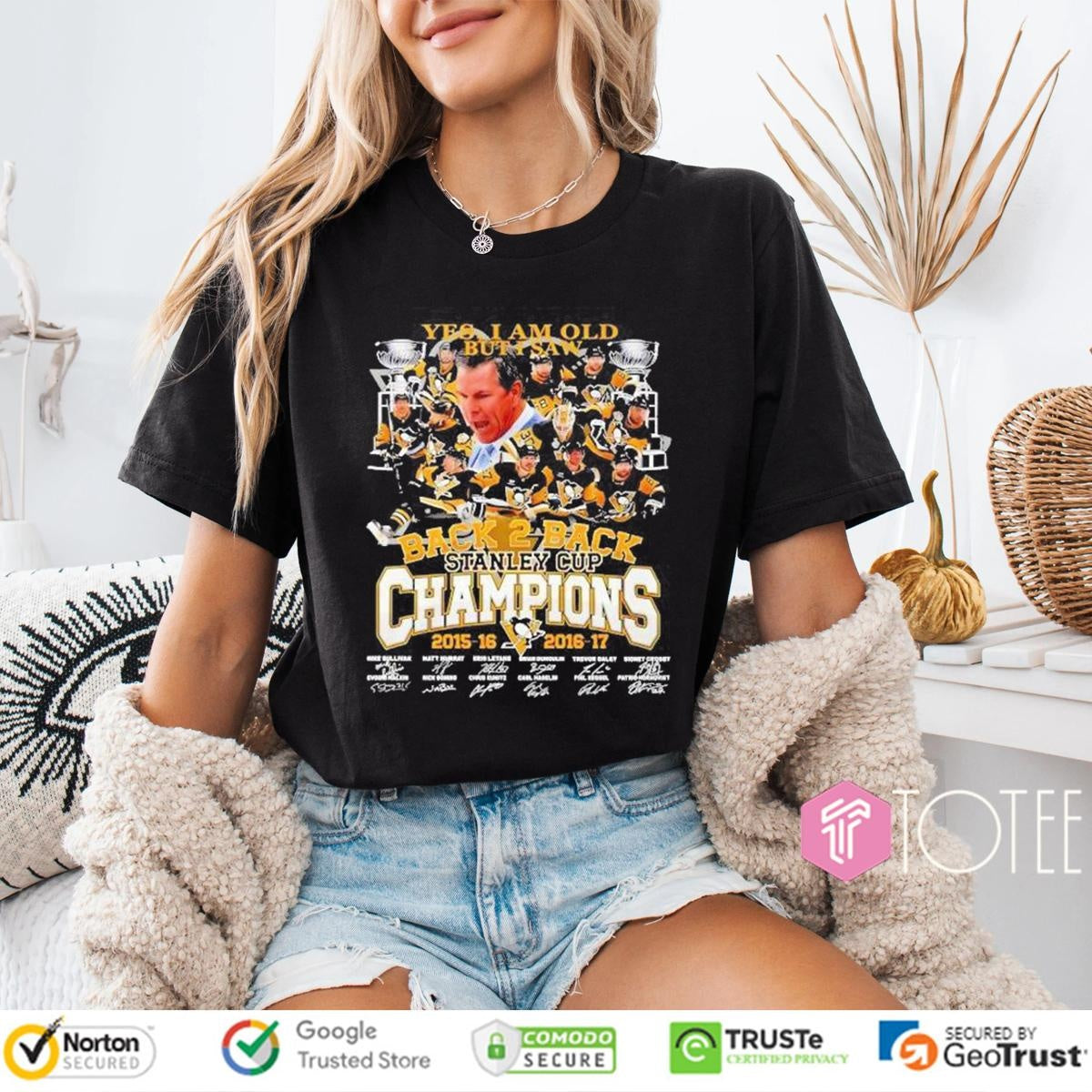Yes I Am Old But I Saw Back 2 Back Stanley Cup Champions Pittsburgh Pirates Signatures T-shirt