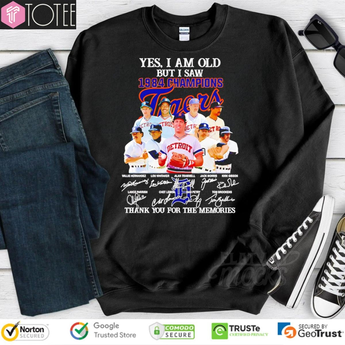 Yes I Am Old But I Saw Detroit Tigers 1984 Champions Signatures T-shirt