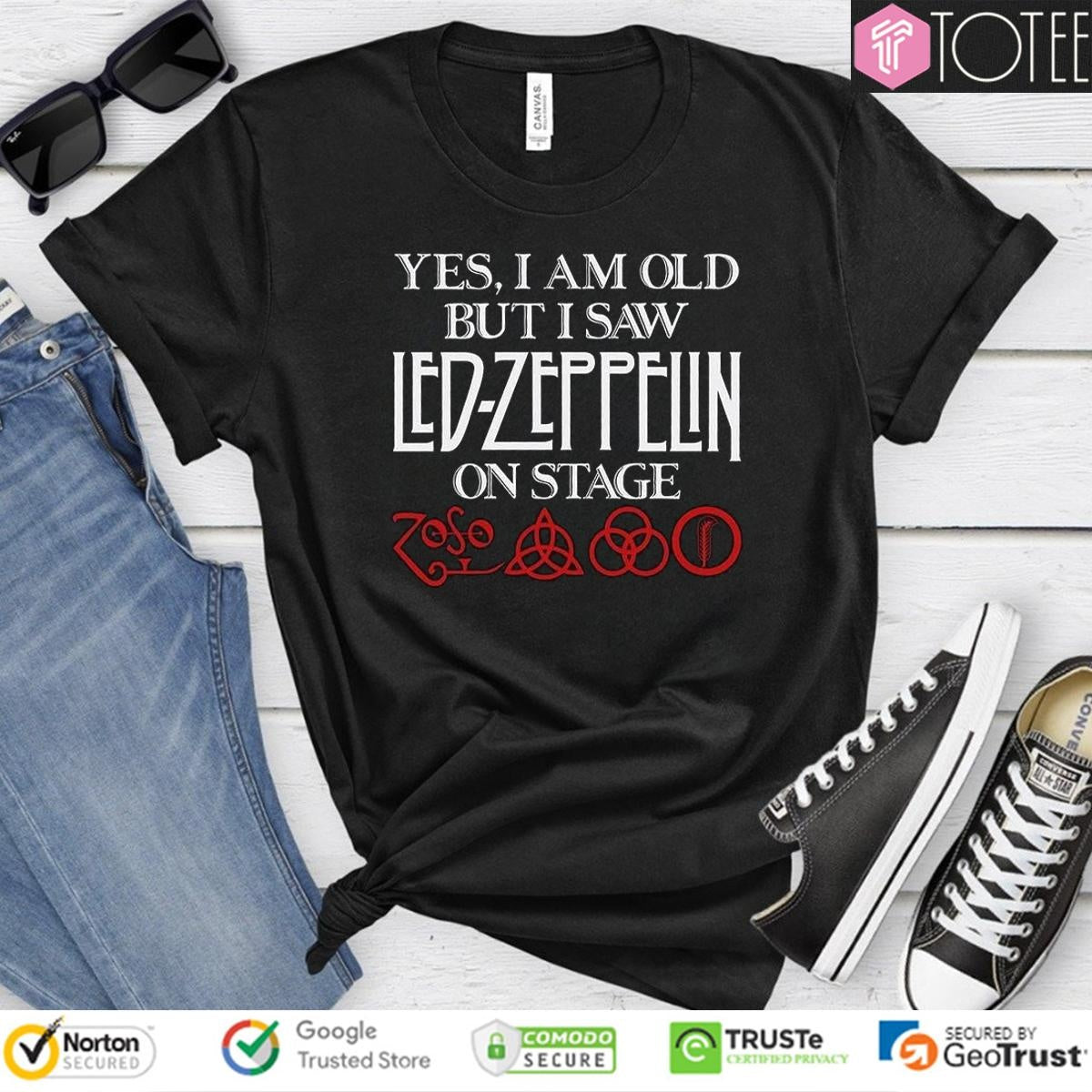 Yes I Am Old But I Saw Led Zeppelin On Stage Symbols T-shirt