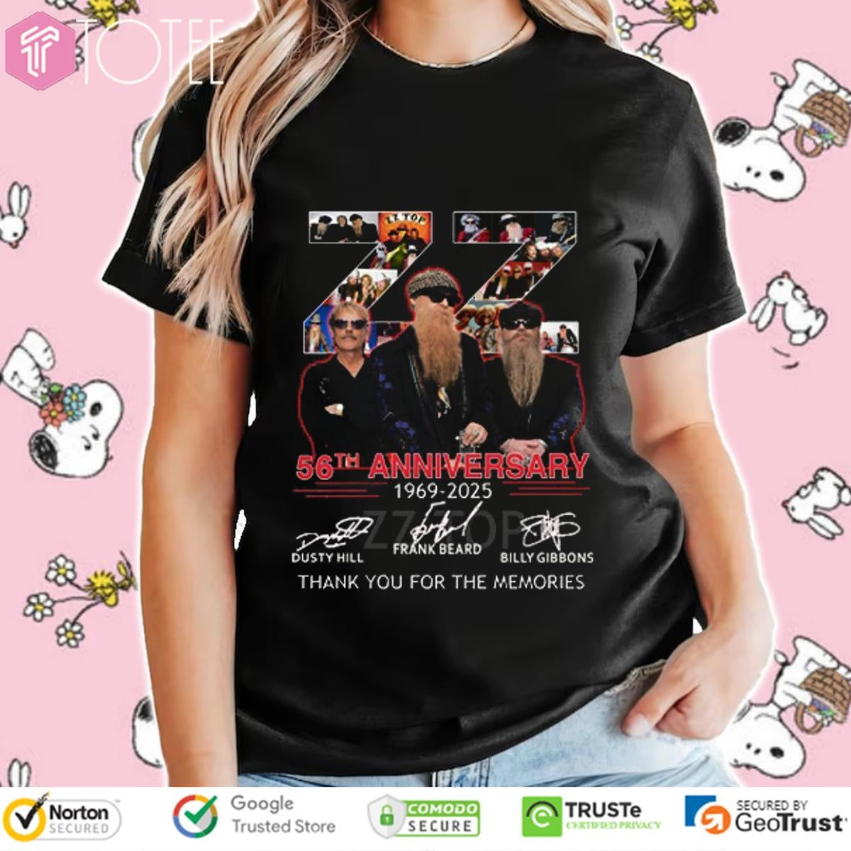 Zz Top 56Th Anniversary 1969-2025 Signatures T-shirt