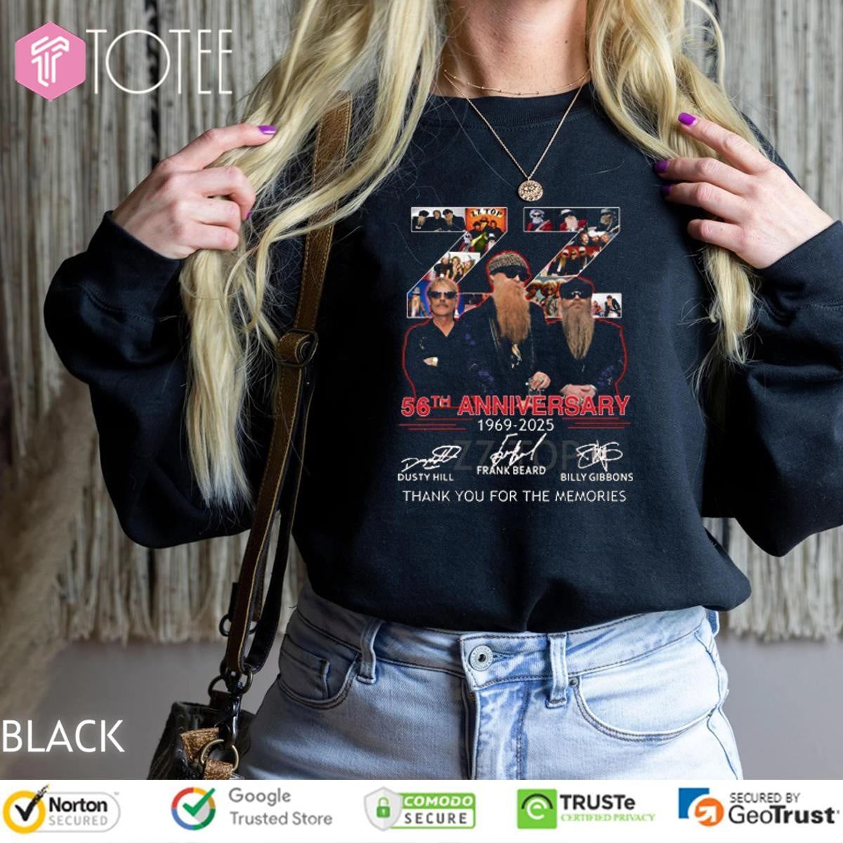Zz Top 56Th Anniversary 1969-2025 Signatures T-shirt