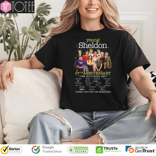 07Th Anniversary 2017-2024 Young Sheldon Signatures T-shirt