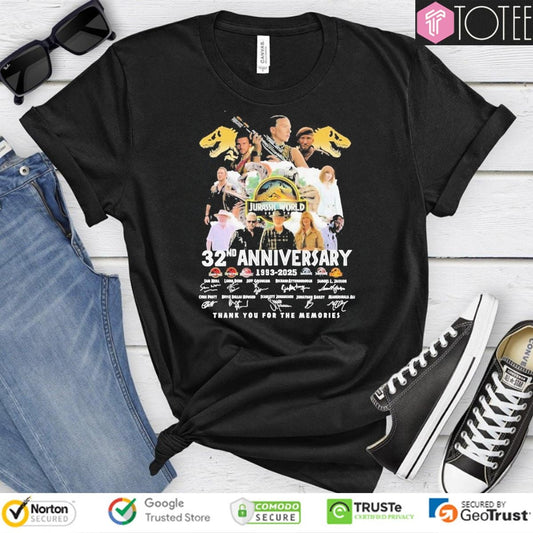 32Nd Anniversary 1993-2025 Jurassic World Rebirth Signatures T-shirt