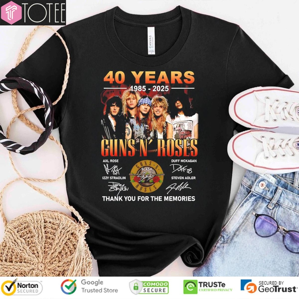 40 Years 1985-2025 Guns N Roses American Hard Rock Band Signed T-shirt