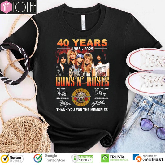 40 Years 1985-2025 Guns N Roses American Hard Rock Band Signed T-shirt