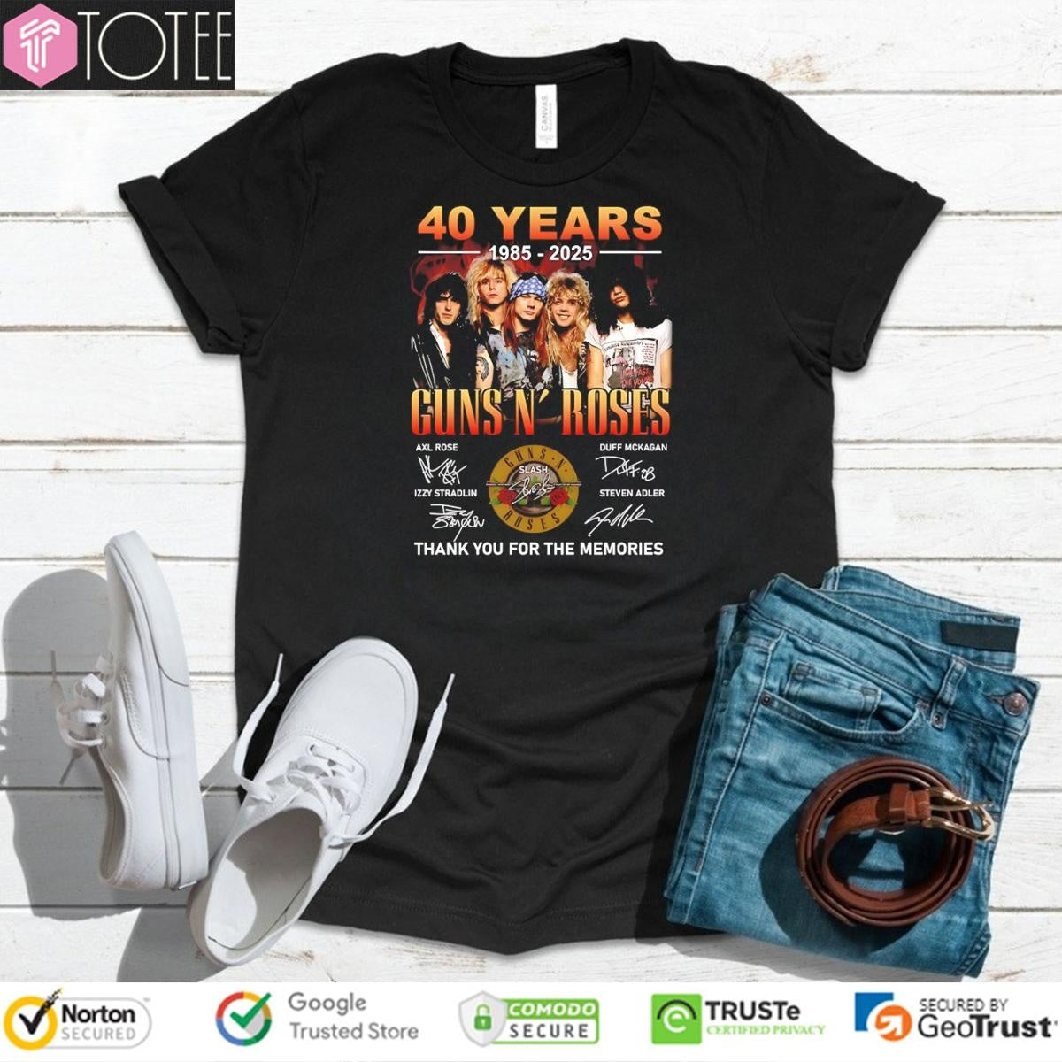 40 Years 1985-2025 Guns N Roses American Hard Rock Band Signed T-shirt