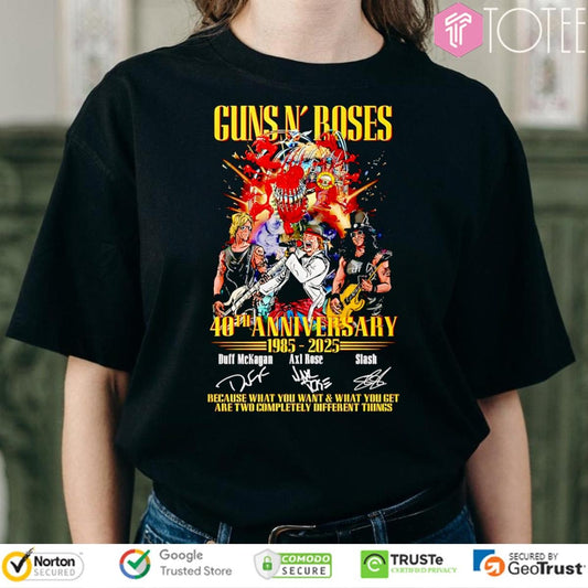 40Th Anniversary 1985-2025 Guns N Roses Signatures T-shirt