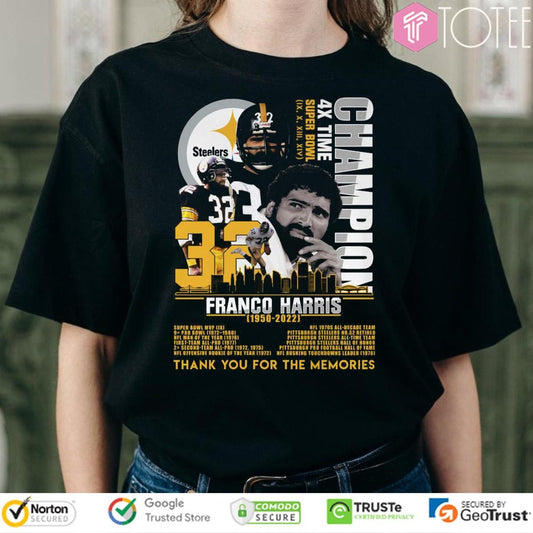 72 Years Of 1950-2022 Franco Harris Pittsburgh Steelers T-shirt
