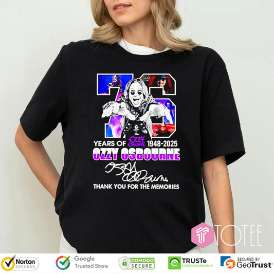 76 Years Of Ozzy Osbourne 1948-2025 Thank You For The Memories T-shirt