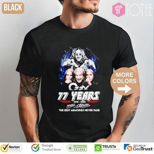 77 Years 1948-2025 Ozzy Osbourne The Best Memories Never Fad Signature T-shirt