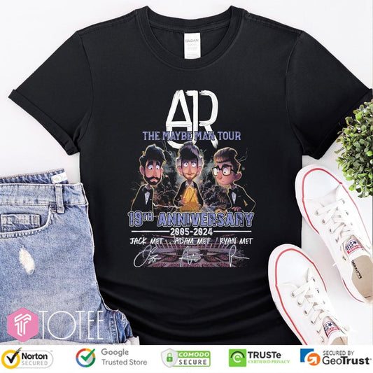 Ajr The Maybe Man Tour 19Th Anniversary 2005-2024 Signatures T-shirt