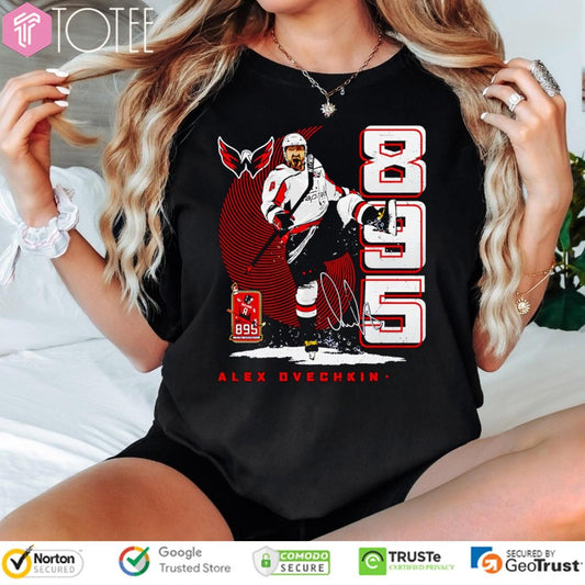 Alex Ovechkin 895 Goals Scorer Washington Capitals Signature T-shirt