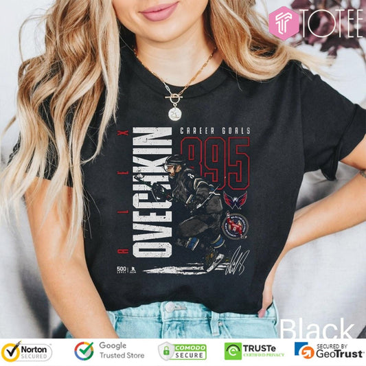 Alex Ovechkin Washington Capitals 895 Career Goals Throwback Signature T-shirt