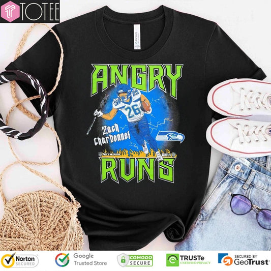 Angry Runs Zach Charbonnet Seattle Seahawks T-shirt