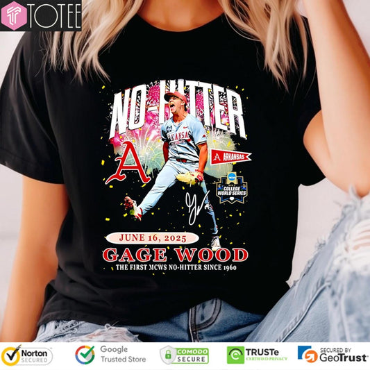 Arkansas Gage Wood The First Mcws No-Hitter Since 1960 Signature T-shirt