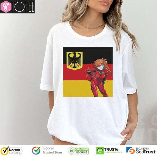 Asuka Langley German Flag Neon Genesis Evangelion T-shirt