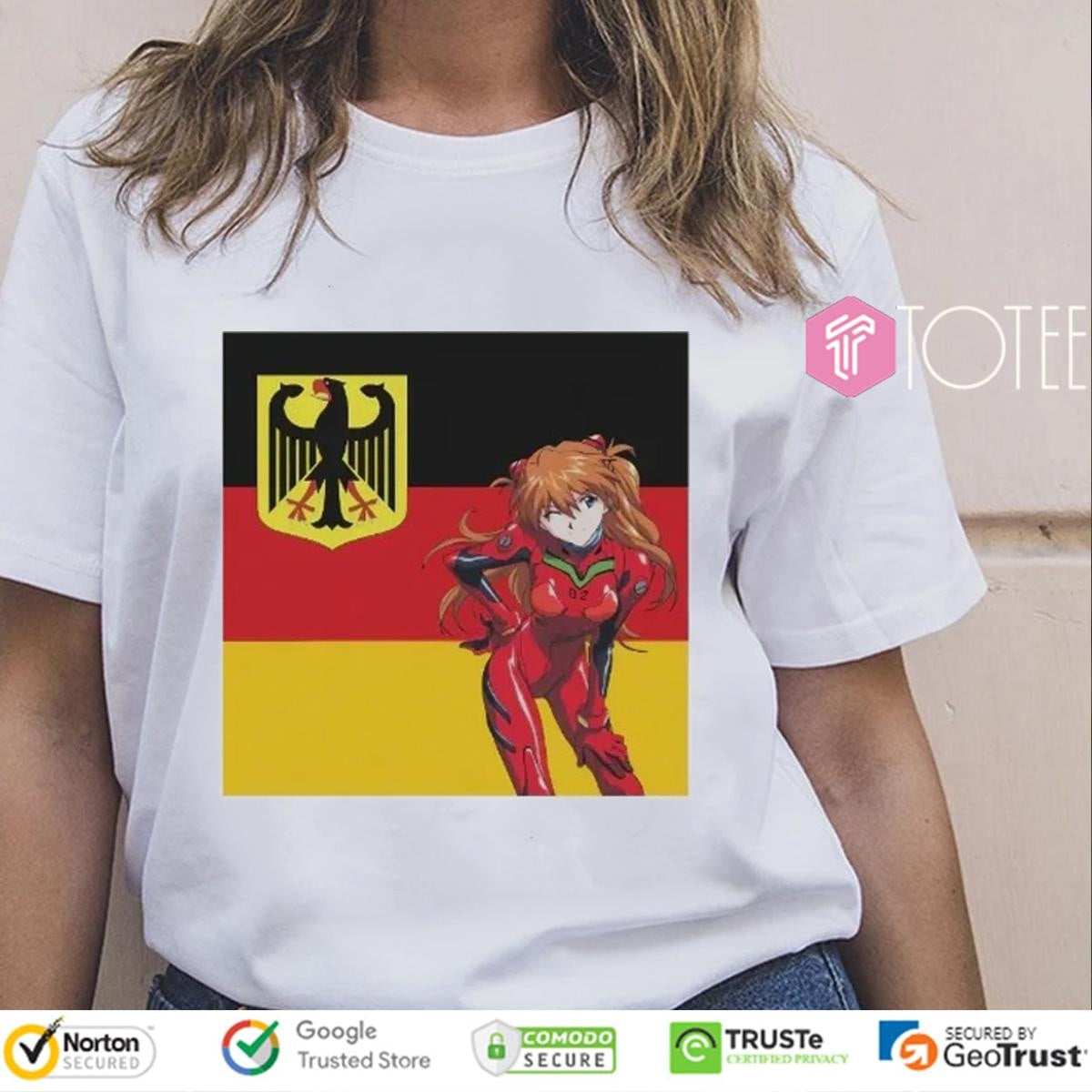 Asuka Langley German Flag Neon Genesis Evangelion T-shirt