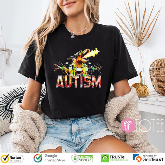 Autism T-Rex Dinosaur Gun T-shirt