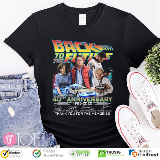 Back To The Future 40Th Anniversary 1985-2025 Thank You Memories Signatures T-shirt