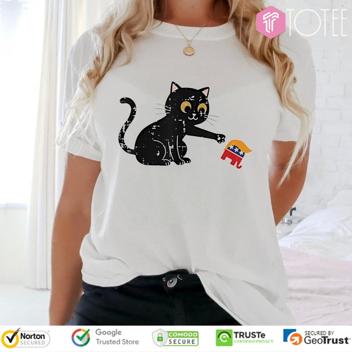 Black Cat Republican Elephant Trump T-shirt
