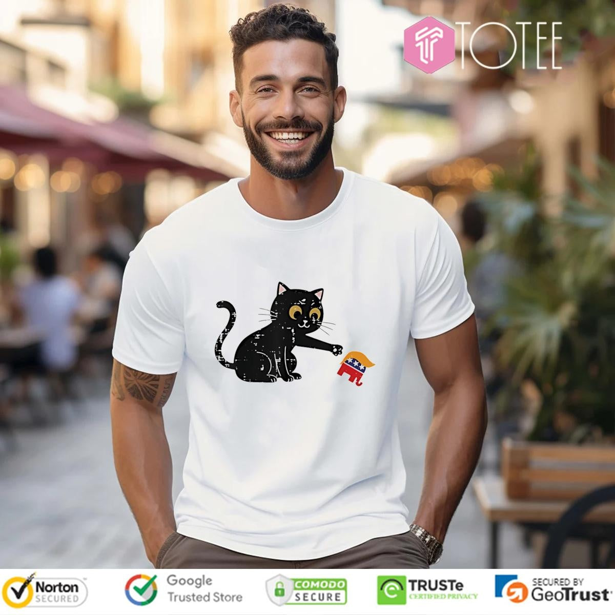 Black Cat Republican Elephant Trump T-shirt