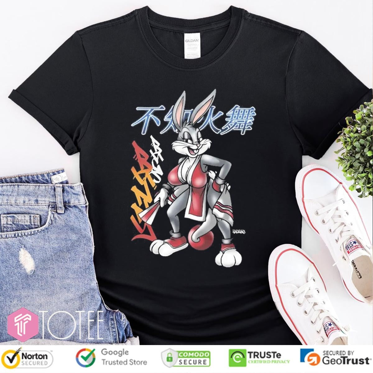 Bugs Bunny Mai Shiranui Street Fighter Looney Tunes T-shirt