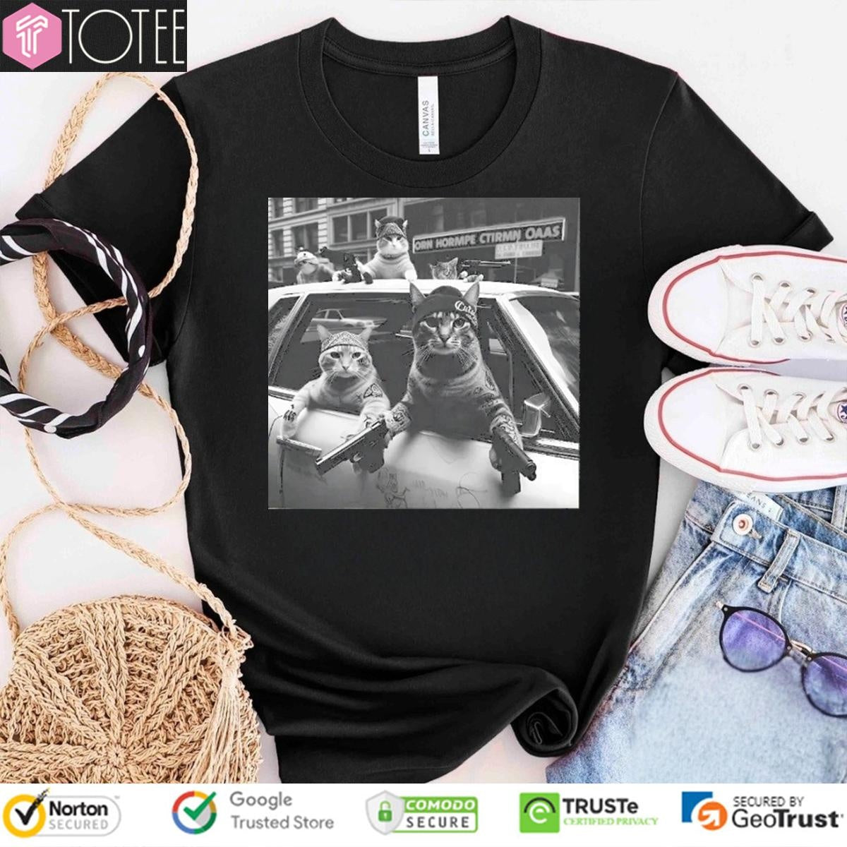 Cat Gang On Car Vintage T-shirt