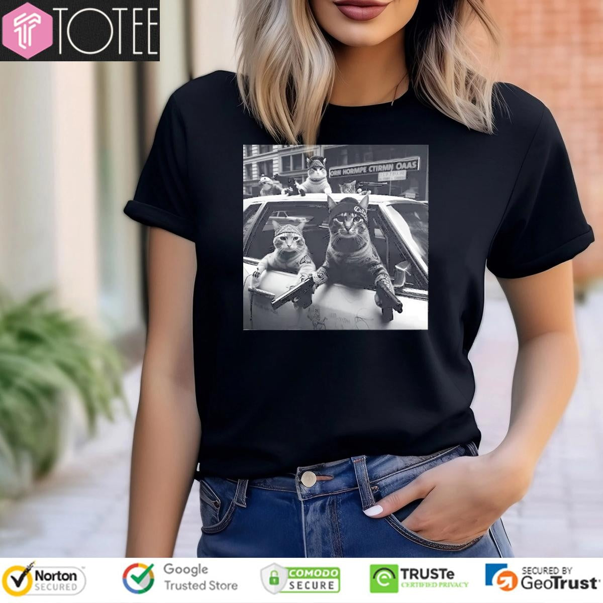 Cat Gang On Car Vintage T-shirt