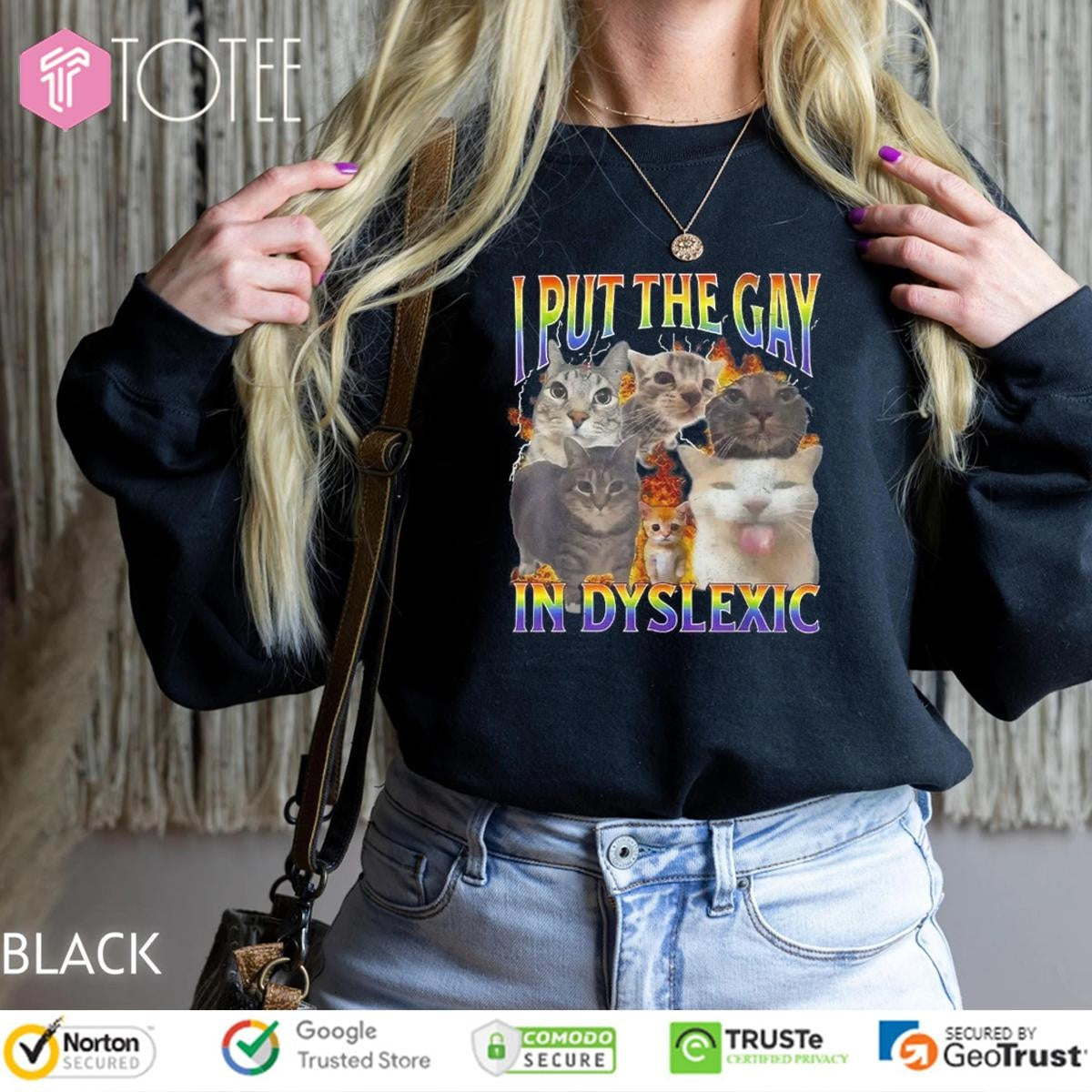 Cat I Put The Gay In Dyslexic Meme Bootleg T-shirt