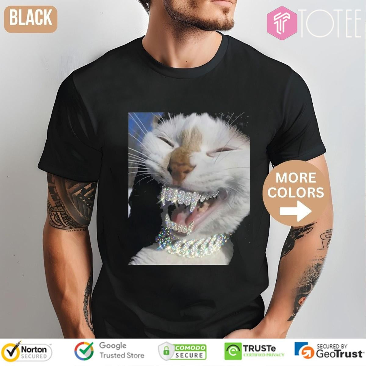 Cat Iced Out Bling Teeth Kitten Meme T-shirt