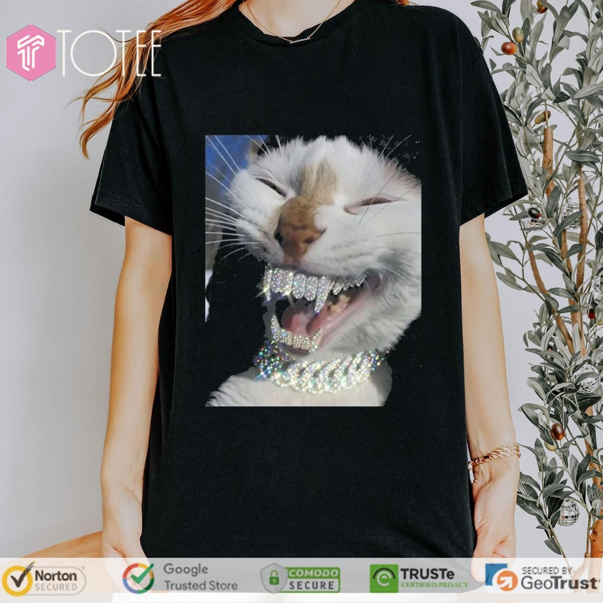 Cat Iced Out Bling Teeth Kitten Meme T-shirt