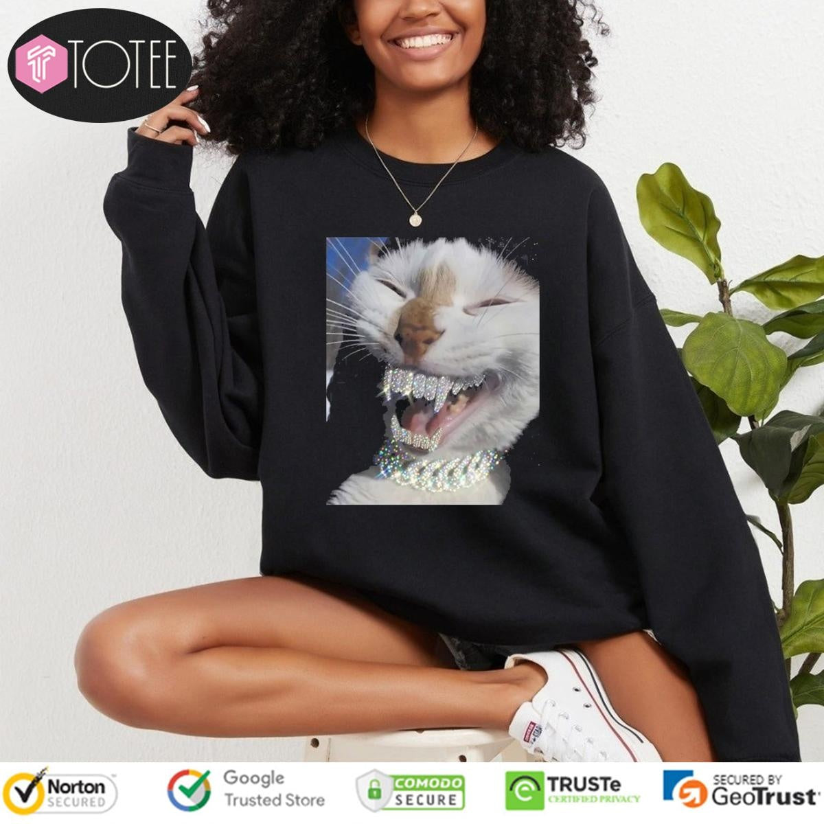 Cat Iced Out Bling Teeth Kitten Meme T-shirt
