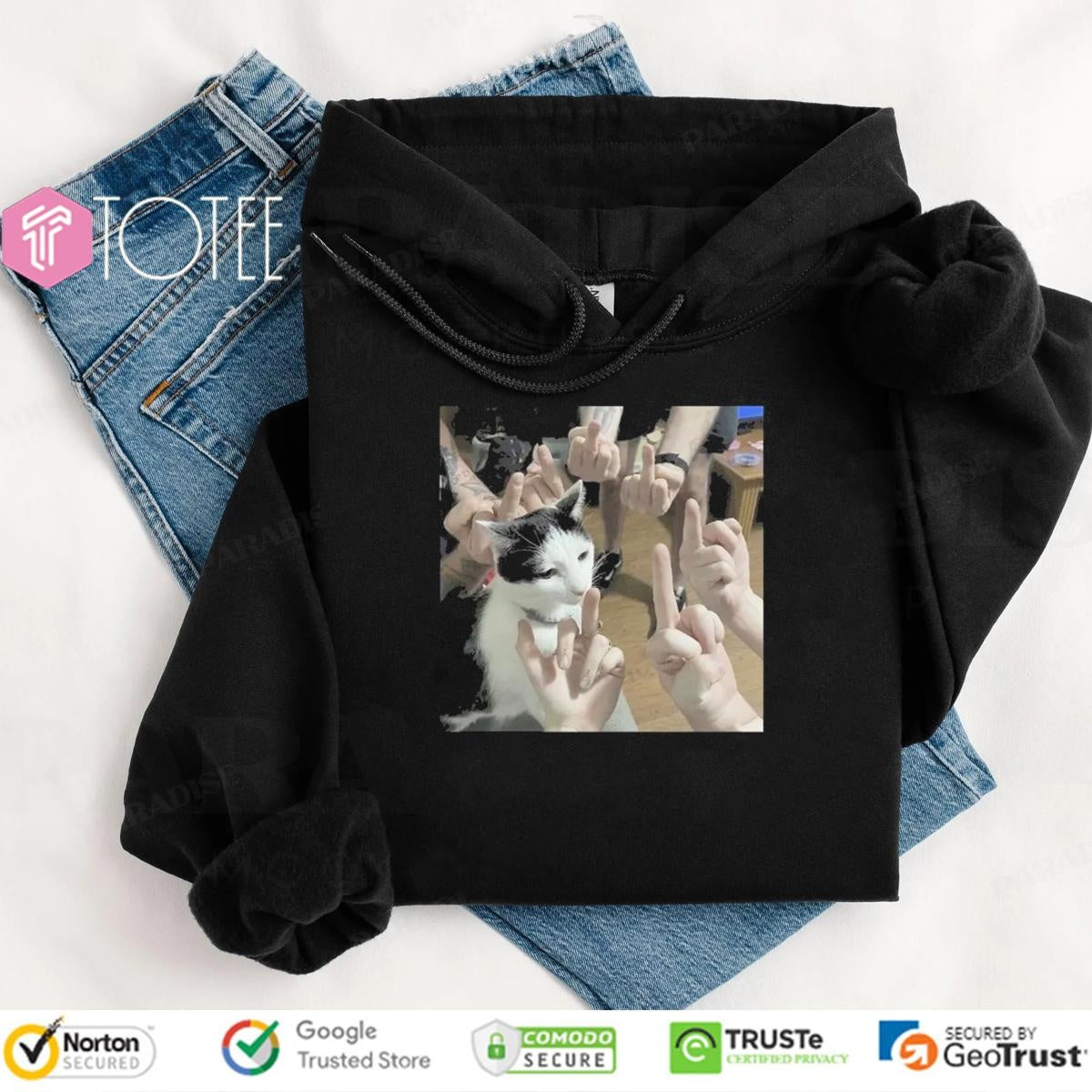 Cat Surrounded By Middle Fingers Meme T-shirt