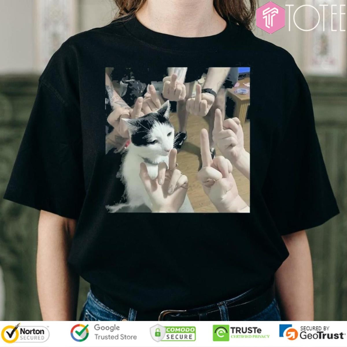 Cat Surrounded By Middle Fingers Meme T-shirt