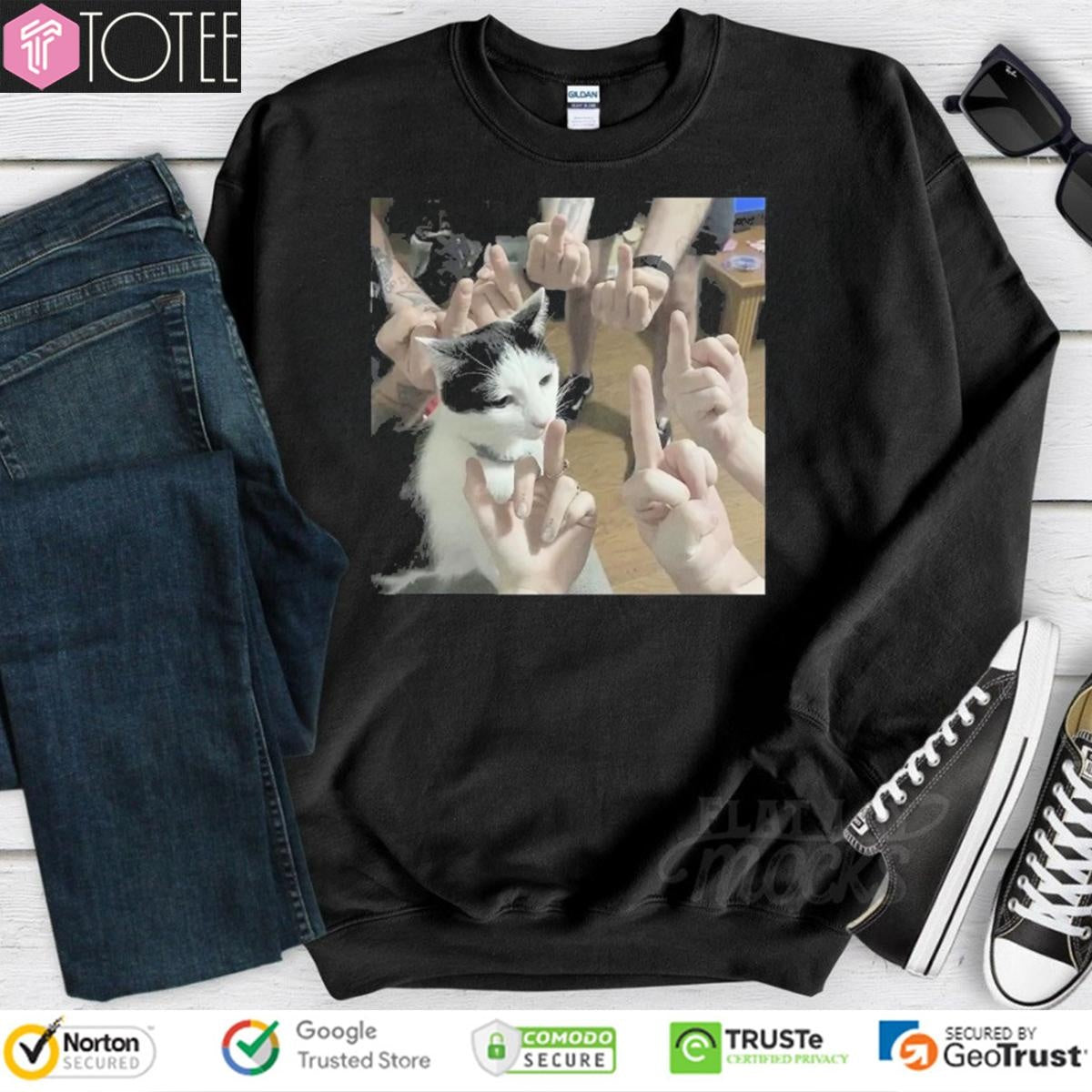 Cat Surrounded By Middle Fingers Meme T-shirt