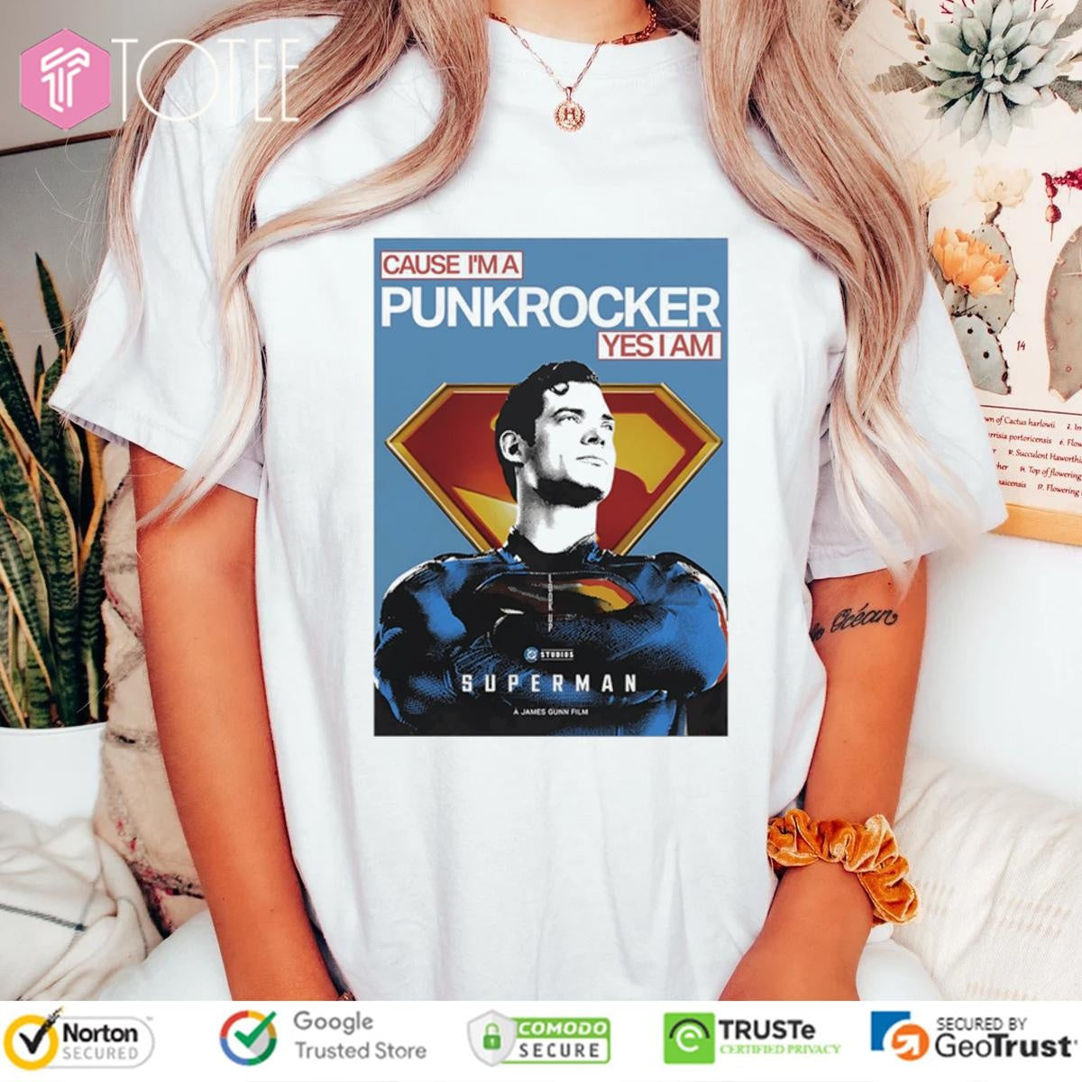 Cause Im A Punk Rocker Yes I Am Superman T-shirt