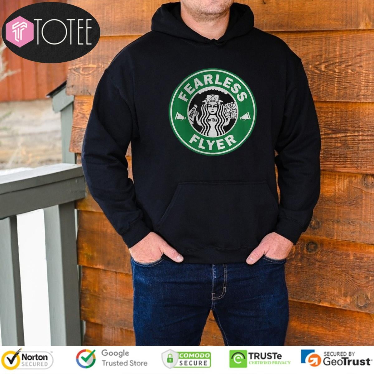 Cheer Fearless Flyer Girls Starbucks Logo Squad Women T-shirt