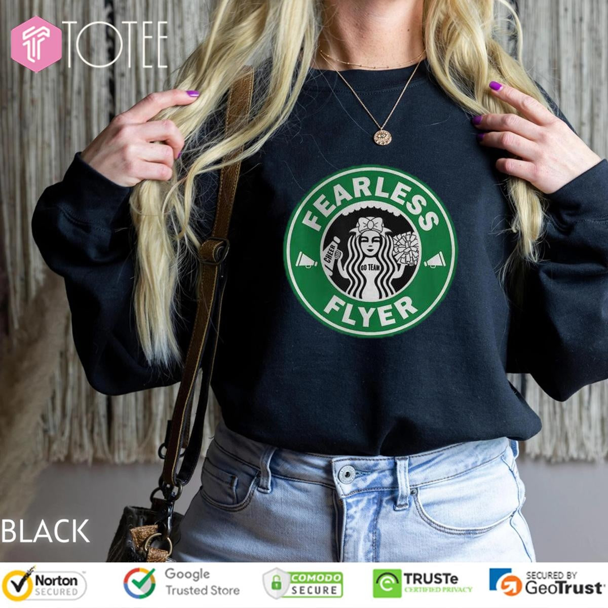 Cheer Fearless Flyer Girls Starbucks Logo Squad Women T-shirt