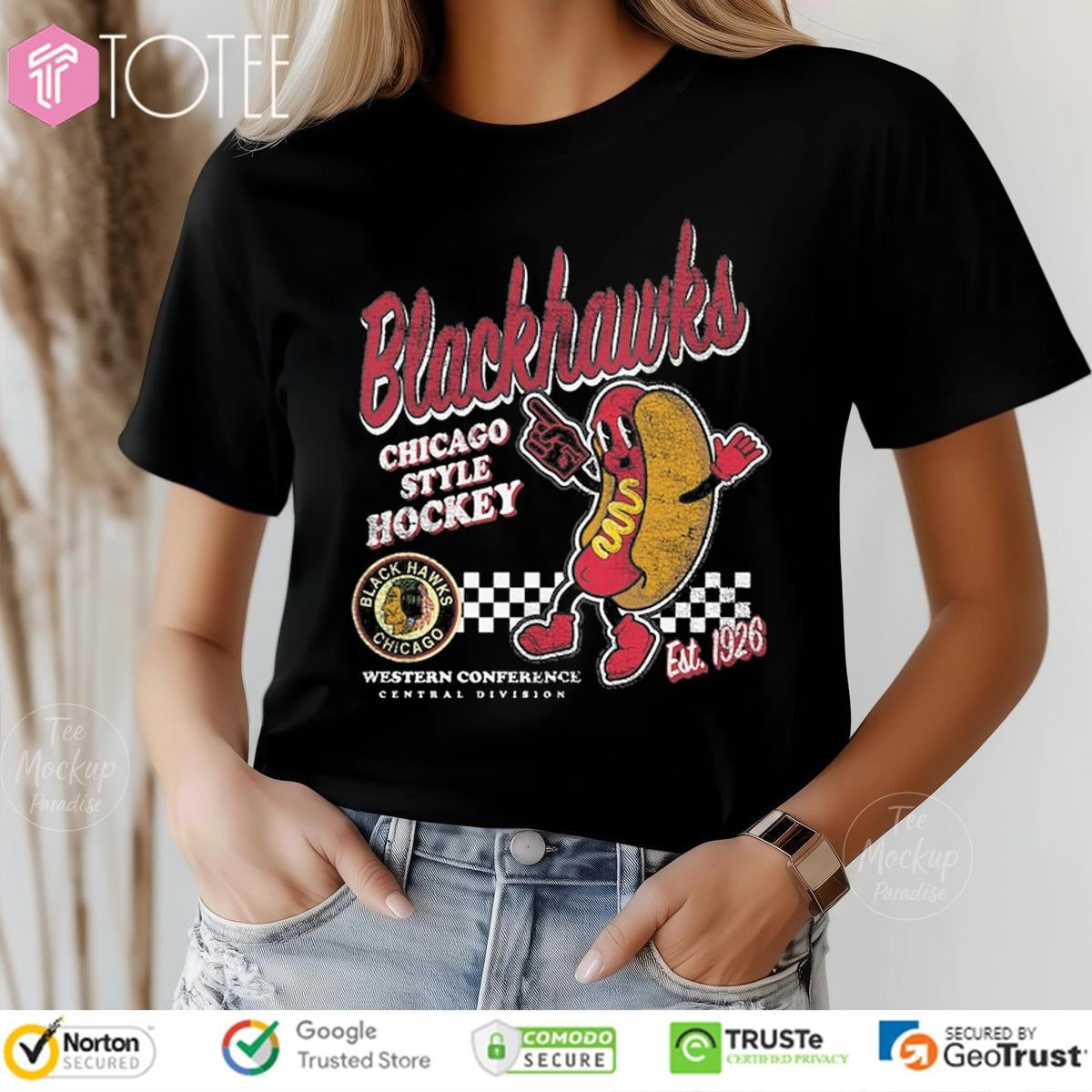 Chicago Blackhawks Hot Dog Food Chicago Style Hockey Western Conference T-shirt