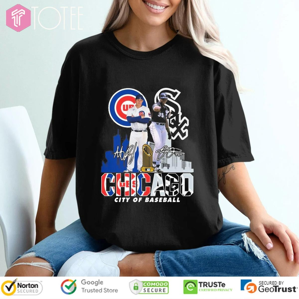 Chicago City Of Baseball Cubs And White Sox Signatures T-shirt