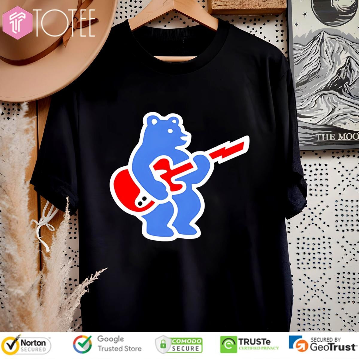 Chicago Cubs Bear Play Guitar Logo T-shirt